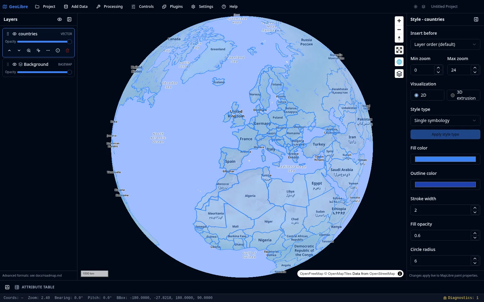 GeoLibre interface overview