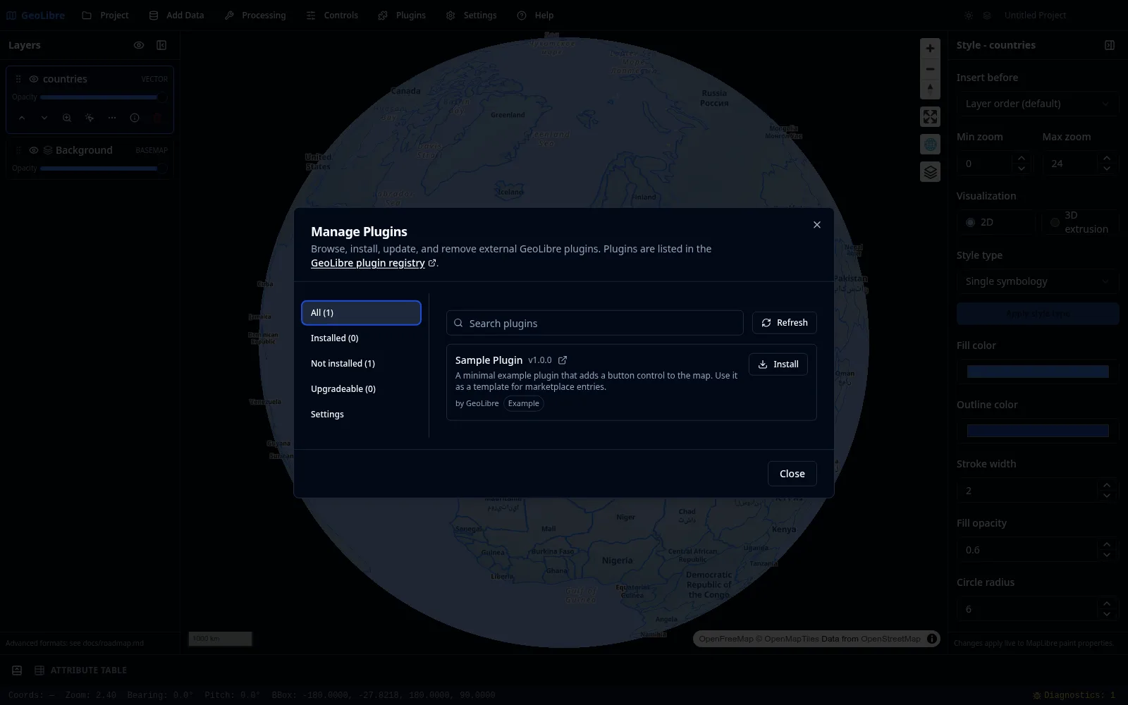 Manage Plugins dialog